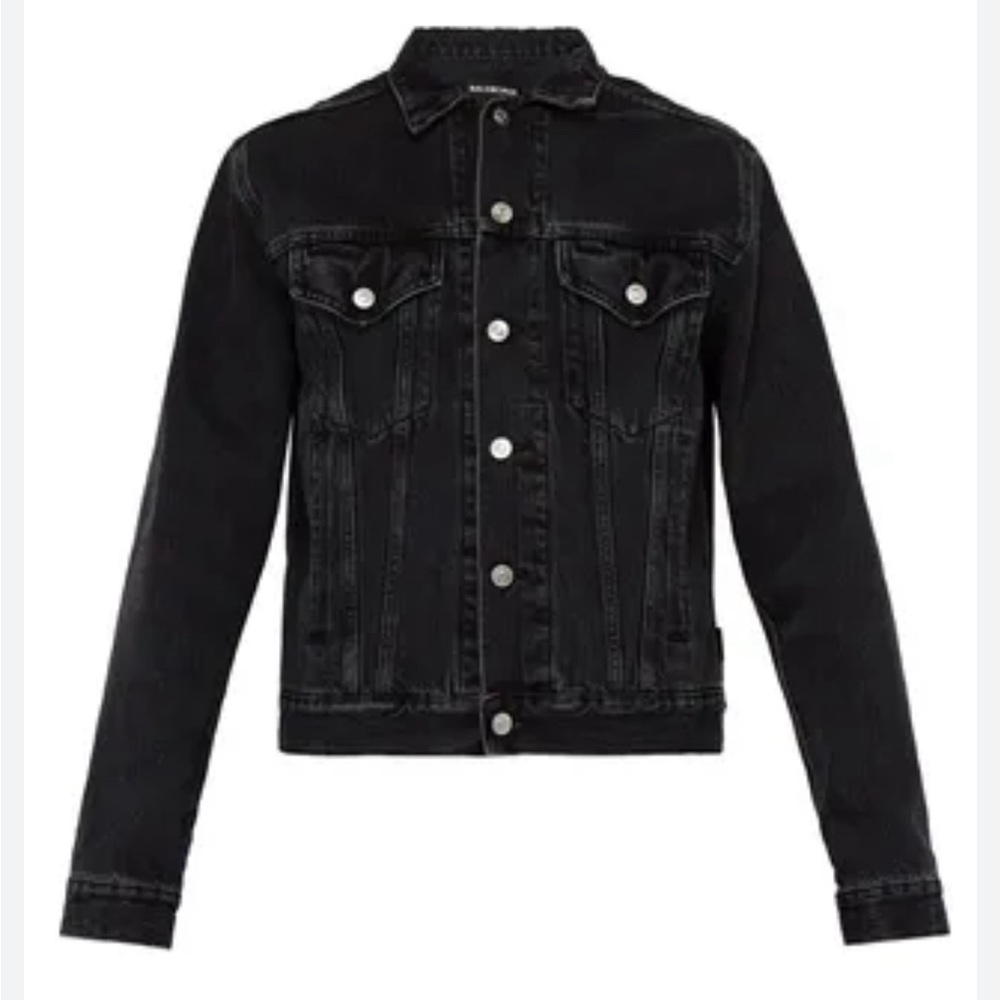 Balenciaga black washed denim jacket NWT